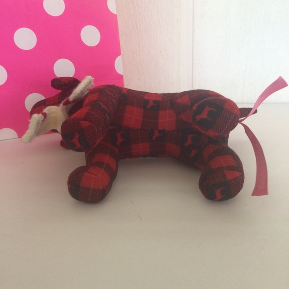 PINK VICTORIAS SECRET BUFFALO PLAID MINI DOG WITH SCARF - Picture 9 of 14